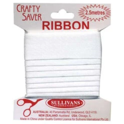 Crafty Saver Satin Ribbon, White- 25mm X 2.5m
