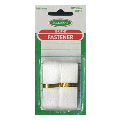 Sullivans Grip It Fastener, White- 20mm X 20cm 1 Sullivans Grip It Fastener, White- 20mm X 20cm