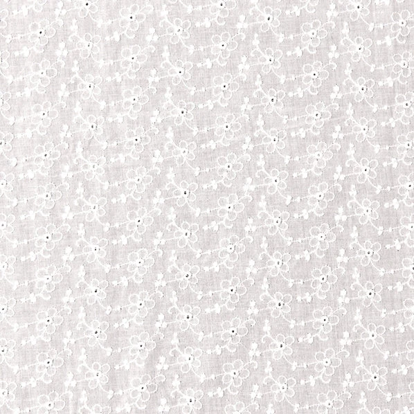 Broderie Cotton Fabric, White Small Flower Embroidered- Width 140cm 1 Broderie Cotton Fabric, White Small Flower Embroidered- Width 140cm
