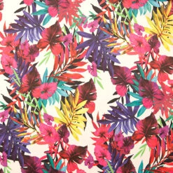 Blushing Satin Fabric, Ferns Purple- Width 148cm