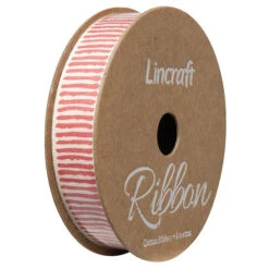 Cotton Ribbon, Lines Rich Pink- 15mm X 3m