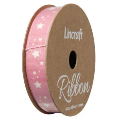 Cotton Ribbon, Stars Light Pink- 15mm X 3m
