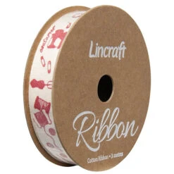 Cotton Ribbon, Needles Crimson- 15mm X 3m