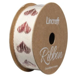 Cotton Ribbon, Heart Red- 25mm X 3m