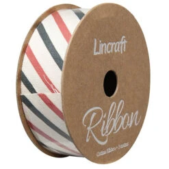 Cotton Ribbon, Barber Red Blue- 25mm X 3m