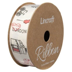 Cotton Ribbon, England Red Black- 25mm X 3m