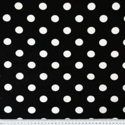 Stretch Cotton Sateen Fabric, Black & White Polka- Width 148cm