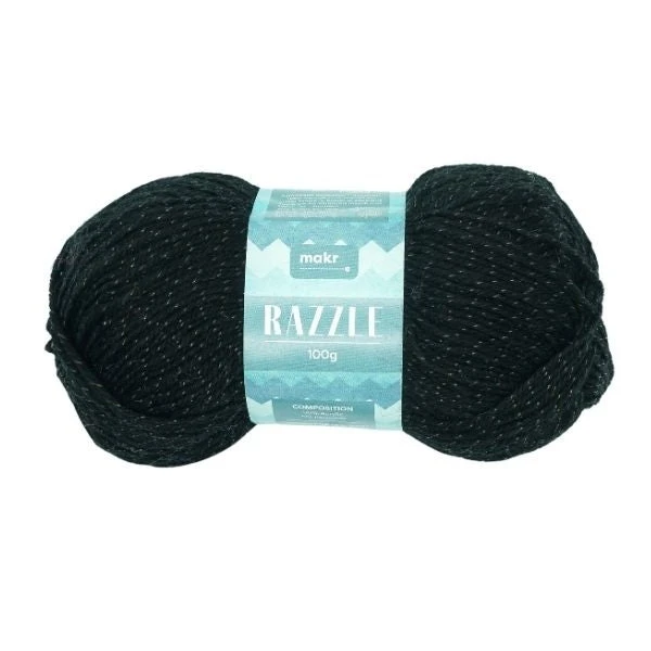 Makr Razzle Crochet & Knitting Yarn, Black- 100g Acrylic Polyamide Yarn 1 Makr Razzle Crochet & Knitting Yarn, Black- 100g Acrylic Polyamide Yarn