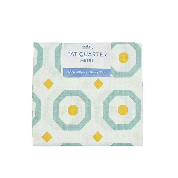Fat Quarter Metre Fabric, Duck Egg Gold Small Tile- 50cmx55cm 1 Fat Quarter Metre Fabric, Duck Egg Gold Small Tile- 50cmx55cm