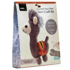 Makr DIY Crochet Animal Kit, Llama- 13.34x20.32cm