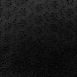 Broderie Anglaise Fabric, Black- 130cm