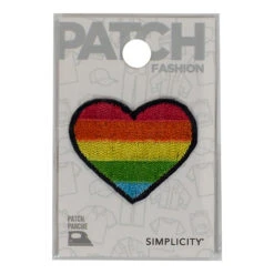 Simplicity Iron On Applique, Rainbow Heart- 38x32mm