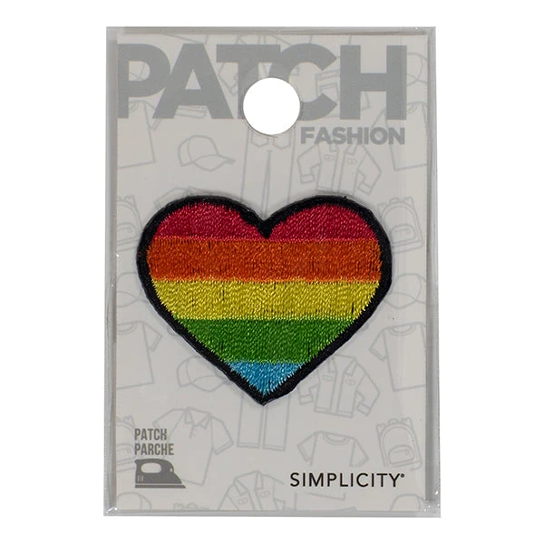 Simplicity Iron On Applique, Rainbow Heart- 38x32mm 1 Simplicity Iron On Applique, Rainbow Heart- 38x32mm
