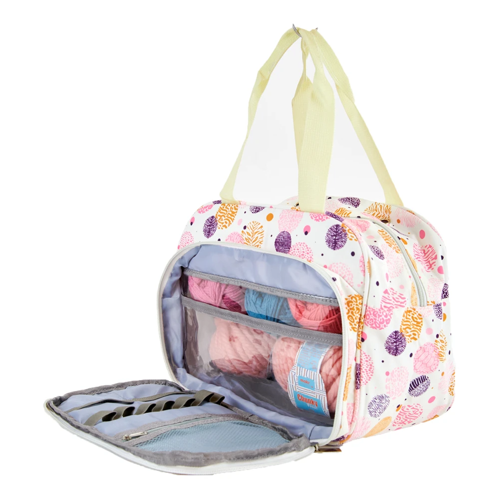 Mayd Knitting Storage Bag, Pink Circles- 20x28x22cm 2 Mayd Knitting Storage Bag, Pink Circles- 20x28x22cm - Image 2