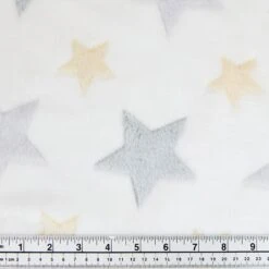 Printed Coral Fleece Fabric, White Stars- Width 155cm