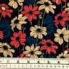 Printed Rayon Fabric, Coloured Flowers- Width 140cm
