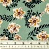 Printed Rayon Fabric, White Yellow Flowers- Width 140cm