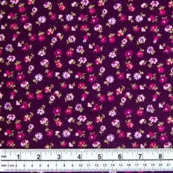 Printed Corduroy Fabric, Violet Floral- 114cm Width