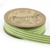Bowtique Cotton Ribbon, Green & White Stripes- 15mm X 5m