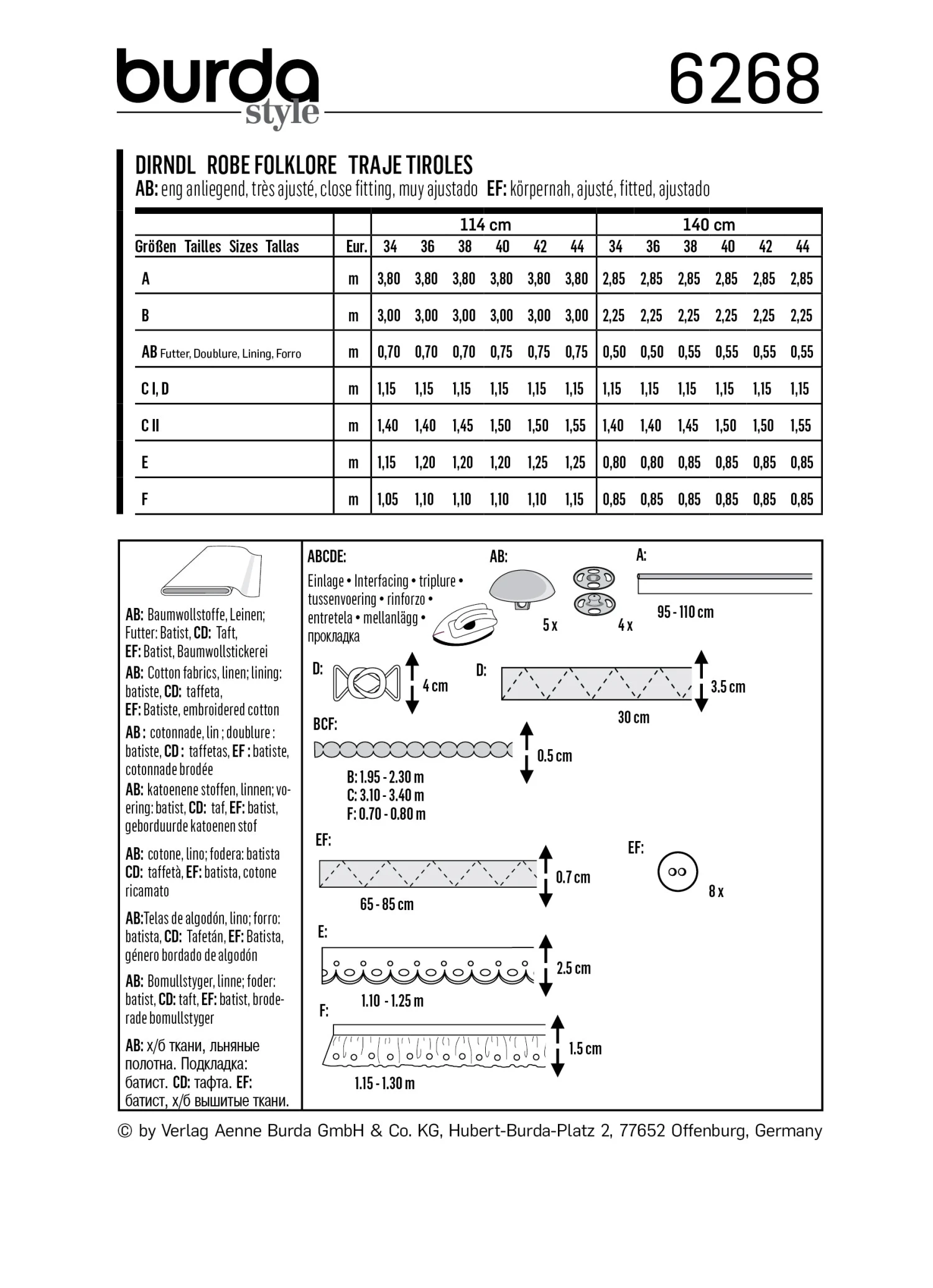 Burda Pattern 6268 Misses' Jumper Dress In Dirndl-Style, Blouse And Apron 2 Burda Pattern 6268 Misses' Jumper Dress In Dirndl-Style, Blouse And Apron - Image 2