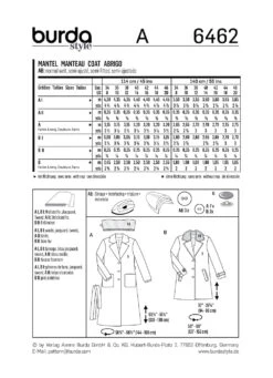 Burda Pattern 6462 (8-20) -Sewing Supplies Store 6462 back envelope us