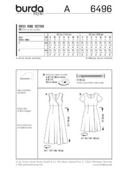 Burda Pattern 6496 (8-20) -Sewing Supplies Store 6496 back envelope us 4d1a2ac2 bf03 47a4 9260 e246af3805bf