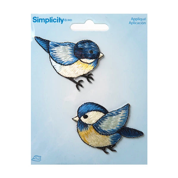 Simplicity Iron On Appliques, Blue Birds- 2pc 1 Simplicity Iron On Appliques, Blue Birds- 2pc