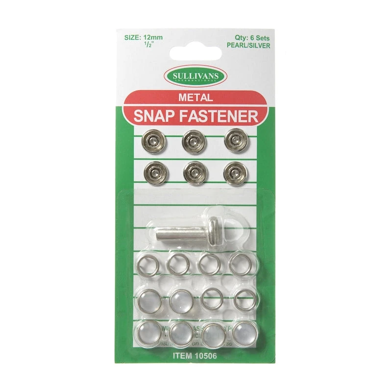 Metal Snap Fastener Size 12mm, Pearl/Silver- 6 Sets 1 Metal Snap Fastener Size 12mm, Pearl/Silver- 6 Sets
