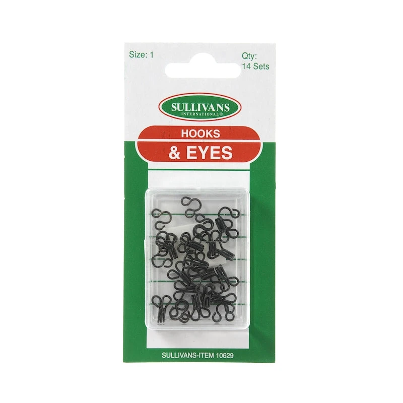 Sullivans Hooks & Eyes, Black- 14 Sets 2 Sullivans Hooks & Eyes, Black- 14 Sets - Image 2