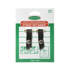 Sullivans Safety Pin W/ Shoulder Strap Retainer, Black- 2pk