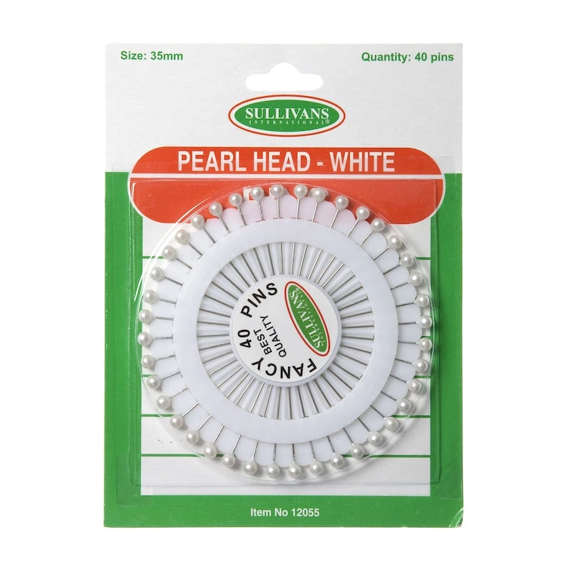 Sullivans Pearl Head Pins, White- 40pk 1 Sullivans Pearl Head Pins, White- 40pk