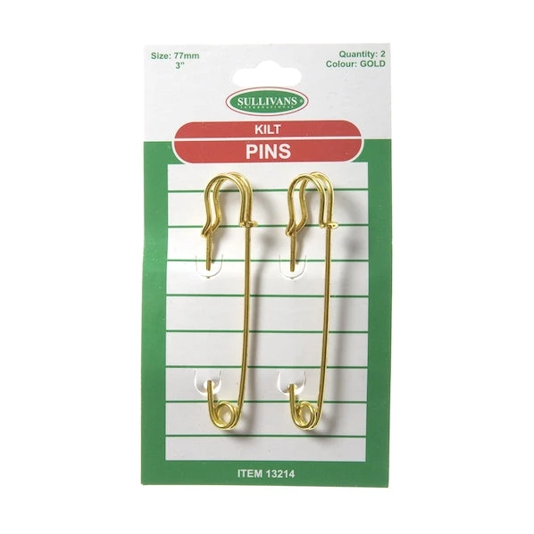 Sullivans Kilt Pins, Gold 77mm- 2pk 1 Sullivans Kilt Pins, Gold 77mm- 2pk