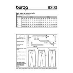 Burda Pattern X09300 Children's Jogger-Style Pants (7-14) -Sewing Supplies Store 9300 back envelope eu