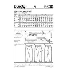 Burda Pattern X09300 Children's Jogger-Style Pants (7-14) -Sewing Supplies Store 9300 back envelope us