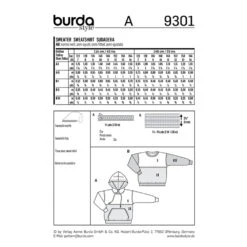 Burda Pattern Children's Sweatshirt & Hoodie Tops X09301 (7-14) -Sewing Supplies Store 9301 back envelope us 6df77de3 36cb 4237 a5fd 7caaf58c0a8c