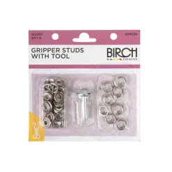 Birch Soft Touch Snap Fastener Kit, Silver- 8 Set