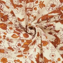 Cotton Duck Fabric, Floral Rust- Width 140cm -Sewing Supplies Store 9320200389189 1