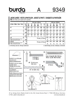 Burda Pattern 9349 (6M-3M) -Sewing Supplies Store 9349 back envelope us