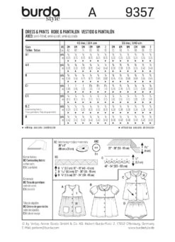 Burda Pattern 9357 (3M-2M) -Sewing Supplies Store 9357 back envelope us