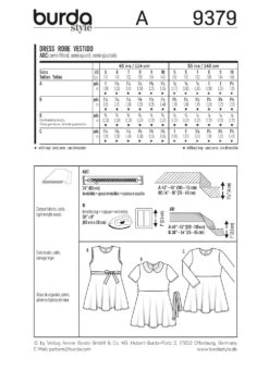 Burda Pattern 9379 (5-10) -Sewing Supplies Store 9379 back envelope us 1 06ceea88 772c 465f 8211 25d90e6d0199