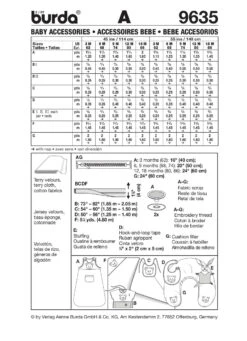 Burda Pattern 9635 (3M-18M) -Sewing Supplies Store 9635 back envelope us 8ad631ee 9915 4862 93ed 2a9079c7a624