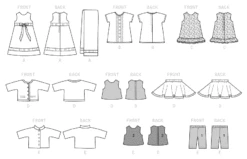 Butterick Pattern B6645 Doll Clothes -Sewing Supplies Store B6645 lineart