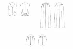 Butterick Pattern B6901 Misses' Vest, Pants And Shorts -Sewing Supplies Store B6901 line art