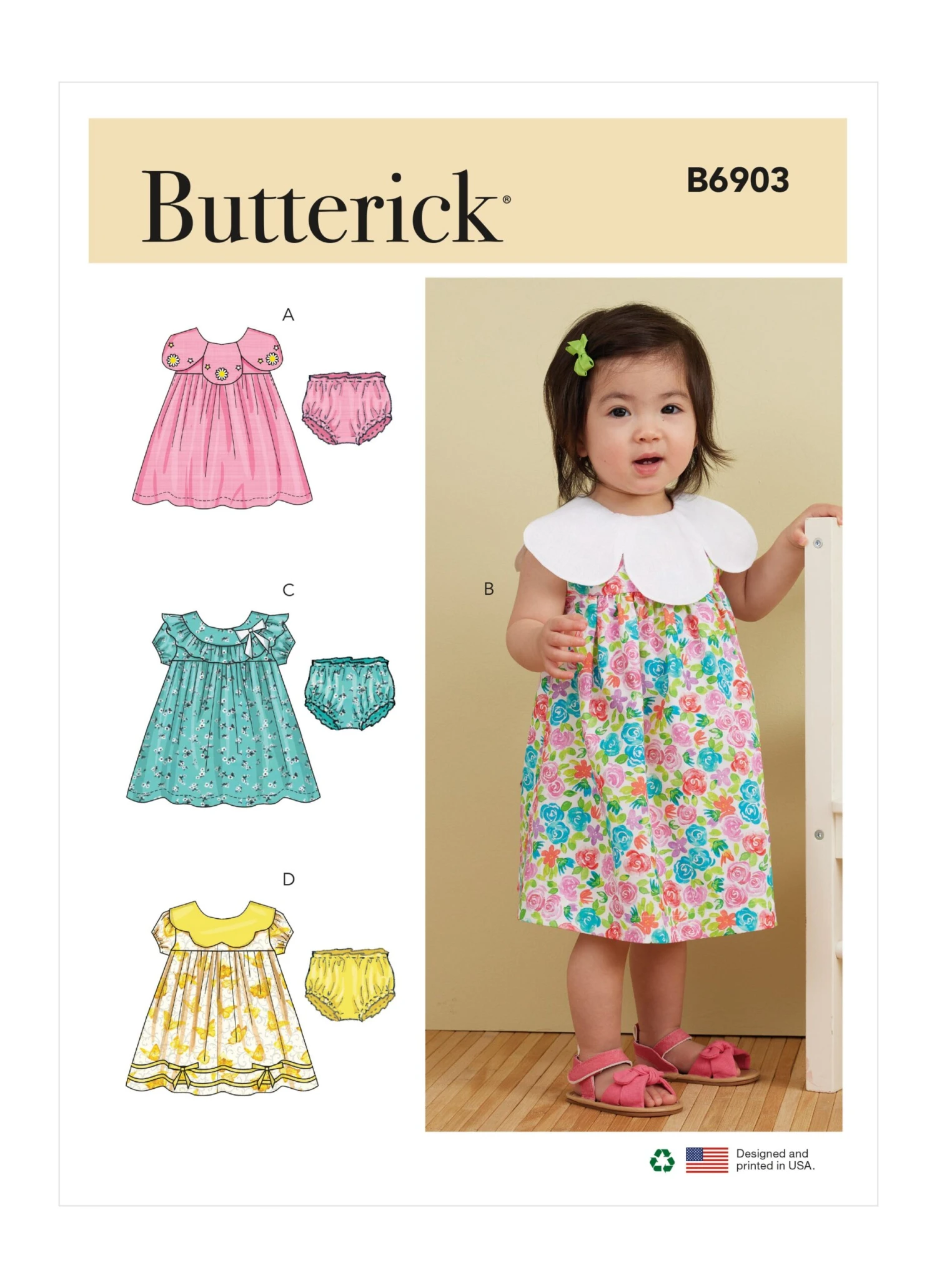 Butterick Pattern B6903 Infants' Dress And Panties 1 Butterick Pattern B6903 Infants' Dress And Panties