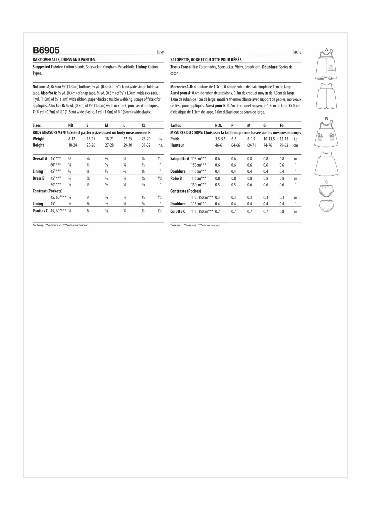 Butterick Pattern B6905 Baby Overalls, Dress And Panties 6 Butterick Pattern B6905 Baby Overalls, Dress And Panties - Image 6