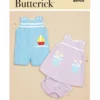 Butterick Pattern B6905 Baby Overalls, Dress And Panties