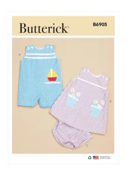 Butterick Pattern B6905 Baby Overalls, Dress And Panties