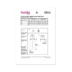 Burda Pattern 5914 Misses' Sportswear -Sewing Supplies Store BUR5914 envelope back scaled
