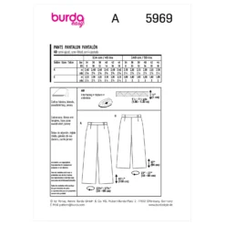 Burda Pattern X05969 Misses' Skirt/Pants -Sewing Supplies Store BUR5969 envelope back scaled