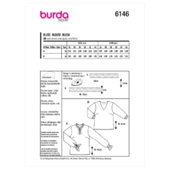Burda Pattern 6146 Misses' Blouse -Sewing Supplies Store BUR6146 envelope back scaled
